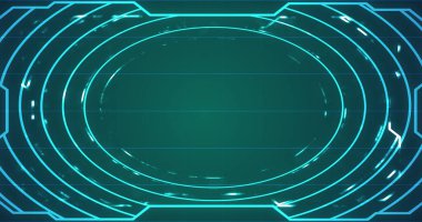 Teknoloji fütüristik soyut parlak veri akışı şebeke hud bg. Elektronik bilgi transferi siber uzay ağ arkaplanı. Kodlama parçacığı düşen bulut hesaplama ortamı parlak.