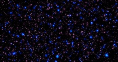 Işıl ışıl parlayan yıldızlar, uzay karanlık bg 4K 'de parlıyor. Parıldayan yıldızlar gökyüzünde uçan kamera animasyonu. Titreyen yıldız alanı uzay gemisi hareket klibi. Yıldızlı gece