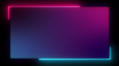 Neon parlak dikdörtgen parlayan resim çerçevesi 4K. Soyut tünel açıcı galaksi uzaylı portalı bilim kurgu hareketi grafiği. Elektrik floresan tüpü aydınlatılmış disko ve gece kulübü arka planı. Retro görüntü.