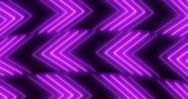 Neon ışıkları parlayan ok duvarı. Yatay hareketli silindirik küresel tünel. Siber kulüp dijital tekno konsepti. Dijital ekran hareket işaretleri. Gece kulübü elektrik retro kumarhanesi. 