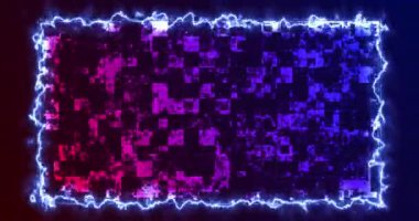 Modern teknoloji, dijital, parlak kareler, 4K sınırlı Hud 'u hareket ettiriyor. Hud bilim kurgu dijital veri temsili siber büyüme bg. info konsepti ışık şebekesi yazmak için kopyalama alanı.