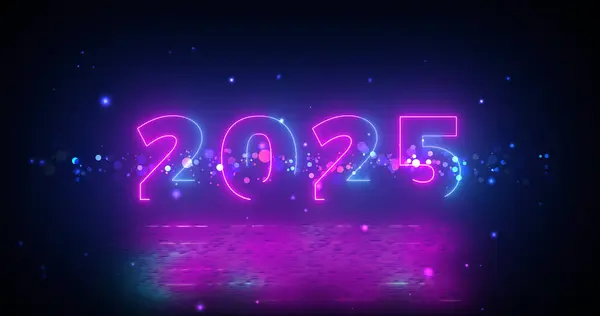 Modern yol neon renkli moda 2025 Dilek BG. Mutlu Yıllar Mesaj Parıltısı Noel zamanı bayram sezonu. Heyecan dolu yeni başlangıçlar 3 boyutlu büyülü selamlama. Olağanüstü bg.
