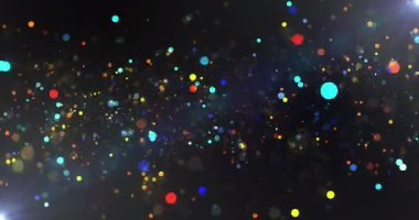 Pırıl pırıl parıldayan sihirli yeni yıl partikül arka planı 4K. Döngülü festival Mutlu Noeller tatil sezonu örtüşüyor. Parlayan peri tozu ödülü müzik konseri sahne açılışı, sosyal parti etkinlikleri.