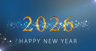 Işıldayan dalga peri tozu sihirli bir şekilde parıldıyor. Mutlu yıllar 2026. Parlak yeni yıl arifesi sosyal medya kartpostal animasyonu. Kış tanıtımları, bayram şenlik mevsimi. Mutlu Noeller..