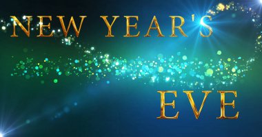 Yılbaşı arifesi kutlaması ve parti davetiyesi reklamı. Peri tozu, altın renkli metin sineması tarzında lüks, şık görünümlü parti meraklısı. Zarflı mesaj Neşeli Noel Tatili bg.