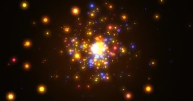 Parçacık ışını patlaması ekran 3d etkisi. Işık patlaması etkisi gökada bulutu. Parıldayan fantezi sihirli toz bulutu kaplama şablonunda uçuyor. Evren kara deliği açılıyor..