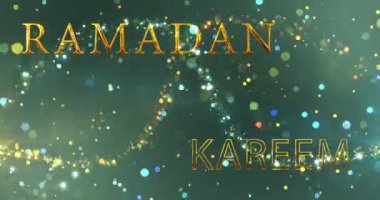 İslami tebrik kartı altın tozu partikülleri Ramazan Kareem Mübarek bg. Zarif Ramzan Mübarek iyi dileklerimi sunarım. Lüks oruç dolu kutsal bir ay olan Ramazan ayınız kutlu olsun. Ramadhan al-Mübarek bg.