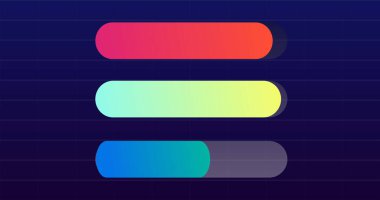 Borsa grafikleri canlandırılabilir döngü bg. İlerleme çubuğu grafikleri yatay olarak çizilmiş. Satış analizleri, sunum için finans grafiği bilgi tablosu. Yatırım özsermayesi bg üzerinden geri dönüş.