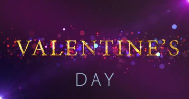 Romantik, şehvetli çiftler Sevgililer Günü 'nü altın yazılar ve peri tozu 4K ile kutluyor. Parlayan toz perili sevgililer günü yazısını ortaya çıkardı. Sevgililer Günün kutlu olsun, 14 Şubat. Aşk kartı BG.