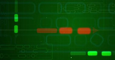 Teknoloji Büyük Veri Modeli eğitimi NLM NLP Devre Devresi bg 4K taşıyor. Elektrik akışı elektron bilim konsepti. Oyun filmlerinde HUD arayüzü dinamik hareketli şekiller görüntü bulucu, başlık video.