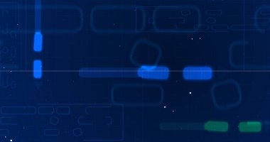 Teknoloji Büyük Veri Modeli eğitimi NLM NLP Devre Devresi bg. Elektrik akışı elektron bilim konsepti. Oyun filmlerinde HUD arayüzü dinamik hareketli şekiller görüntü bulucu, başlık video.