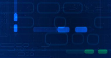 Teknoloji Büyük Veri Modeli eğitimi NLM NLP Devre Devresi bg. Elektrik akışı elektron bilim konsepti. Oyun filmlerinde HUD arayüzü dinamik hareketli şekiller görüntü bulucu, başlık video.