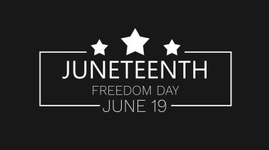 Haziran Özgürlük Günü, Altın Animasyon. Poster, sosyal medya hikayeleri, reklamlar için varlıkları üst üste koy. Federal Özgürlük Günü 'nü kutluyoruz. 19 Haziran Özgürlük Günü. Siyahi haklar, tarih olayı bg