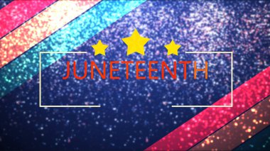 ABD Siyah Hakları Federal Özgürlük Günü 'nü kutluyoruz. Özgürlük Günü parçacıkları altın tipografi peri tozu gibi yere düşüyor. Köle karşıtı hareketler, zarif sosyal medya paylaşımları, hikaye reklamları..