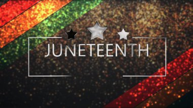 ABD Siyah Hakları Federal Özgürlük Günü 'nü kutluyoruz. Özgürlük Günü parçacıkları altın tipografi peri tozu gibi yere düşüyor. Köle karşıtı hareketler, zarif sosyal medya paylaşımları, hikaye reklamları..