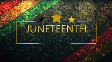 ABD Siyah Hakları Federal Özgürlük Günü 'nü kutluyoruz. Özgürlük Günü parçacıkları altın tipografi peri tozu gibi yere düşüyor. Köle karşıtı hareketler, zarif sosyal medya paylaşımları, hikaye reklamları..