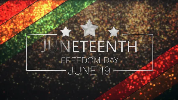 ABD Siyah Hakları Federal Özgürlük Günü 'nü kutluyoruz. Özgürlük Günü parçacıkları altın tipografi peri tozu gibi yere düşüyor. Köle karşıtı hareketler, zarif sosyal medya paylaşımları, hikaye reklamları..