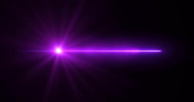 Vfx varlığının siyah arkaplan 4K üzerinde 3d lensler gerçekçi çizgi oluşturur. İşaret fişeği sızıntısı odaklanmış ışık ışını kamerası flaşı. Modern ışık çizgisi sihirli, parlayan fantezi bg. Patlamanın parlak aydınlığı.