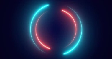 Fütürist neon renkli parlayan daireler hareketi grafiği. Neon parlayan stil daire şeklinde bg 'in animasyon videosu. Neon ışıkları. Daire ışıkları çizimi. Eliptik çerçeve parlayan ışık