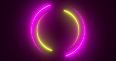 Fütürist neon renkli parlayan daireler hareketi grafiği. Neon parlayan stil daire şeklinde bg 'in animasyon videosu. Neon ışıkları. Daire ışıkları çizimi. Eliptik çerçeve parlayan ışık