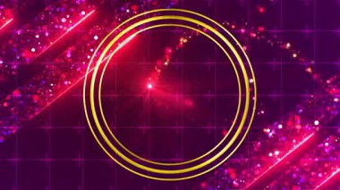Etrafında parçacık tozu, sihirli peri kuyruğu 4K ile parlayan altın dairesel çerçeve. Süslü mücevherler, lüks, zarif görünümlü sanatsal çerçeve. Görkemli ışıltılı reklam klibi..