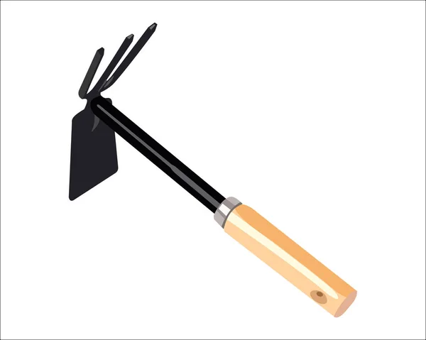 Vector Hoe Pitchfork Gardening Tool Equipment Ізольований Білому Тлі Візерунок — стоковий вектор