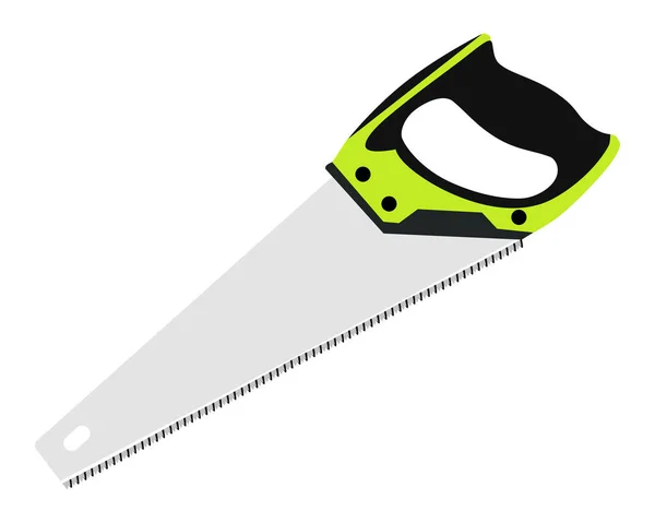 矢量图解手动裁剪折叠锯隔离 木匠手工工具 这种锯子被用来切割大面积的木料或修剪活灌木和树木 — 图库矢量图片