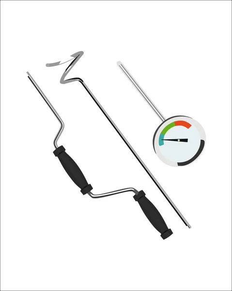 Vector Illustration Compost Crank Compost Thermometer Stainless Steel Manual Rotating — 스톡 벡터