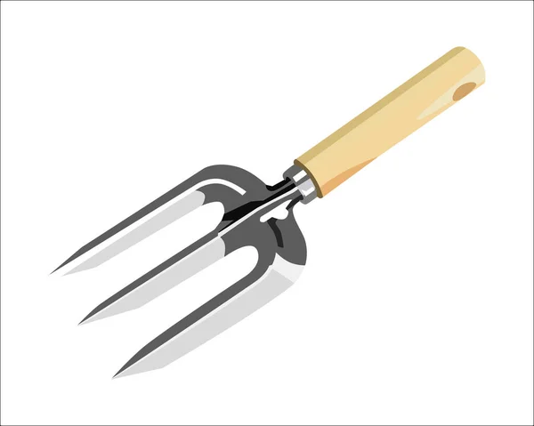 Vector Illustration Garden Hand Fork Stainless Steel Fork Super Easy — 스톡 벡터