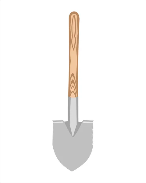 在白色背景上隔离的向量说明性铲子 木制手柄的手工工具 — 图库矢量图片