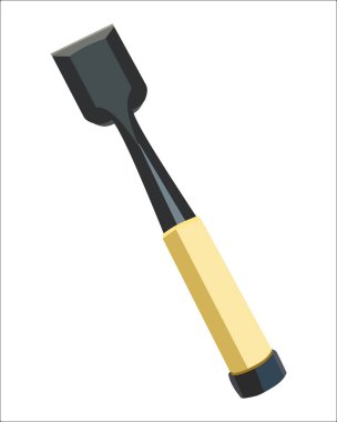 Vector Illustration Wood Carving Chisel beyaz arka planda izole edildi. Ahşap saplı marangoz el aletleri