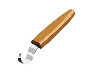 Vector Illustration Wood Carving Chisel beyaz arka planda izole edildi. Ahşap saplı marangoz el aletleri