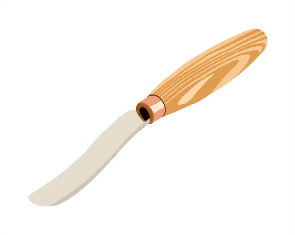 Vector Illustration Wood Carving Chisel beyaz arka planda izole edildi. Ahşap saplı marangoz el aletleri