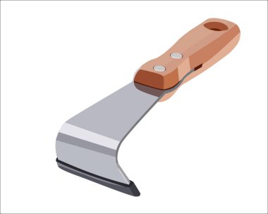 Vector Illustration Felled Draw Shave Snife Straight Drawing Aracı Kütük Debarker Bark Bark Stripping, Peeler Bark Exoval Crack Weeder beyaz arka planda izole edildi. Marangozluk aletleri