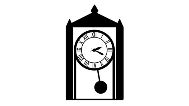 Animation Des Uhrensymbols Für Die Zeitanzeige Weißer Hintergrund — Stockvideo