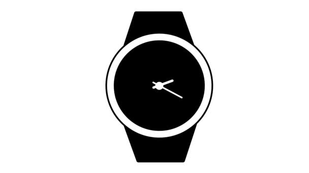 Animazione Dell Icona Dell Orologio Visualizzazione Del Tempo Sfondo Bianco — Video Stock