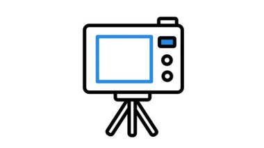 İçerik oluşturucu ve sunum için uygun kamera simgesinin canlandırması