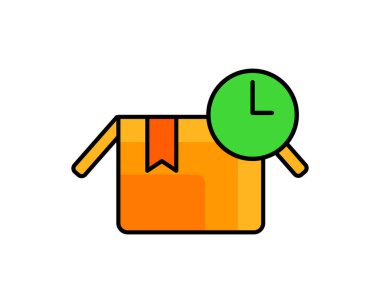 Karton bir kutunun zaman çizimi, nakliyattan önce ürün paketleme aşamasını temsil ediyor.