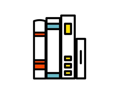 Bilgi, eğitim ve öğrenme kaynaklarını sembolize eden istiflenmiş kitapların çizimi