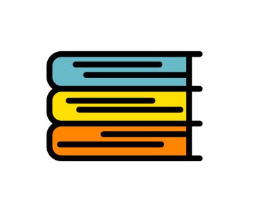 Bilgi, eğitim ve öğrenme kaynaklarını sembolize eden istiflenmiş kitapların çizimi