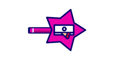 Sevimli karakterli bir kalem açacağının animasyonu. Eğitimli çocuklar için okul şeyleri için mükemmel.