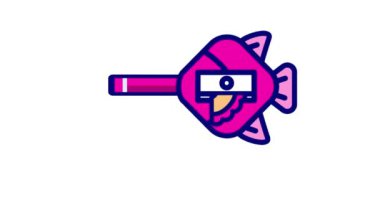 Sevimli karakterli bir kalem açacağının animasyonu. Eğitimli çocuklar için okul şeyleri için mükemmel.