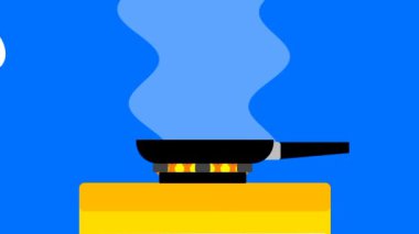 Mutfakta yumurta kızartma ve kırma animasyonu.