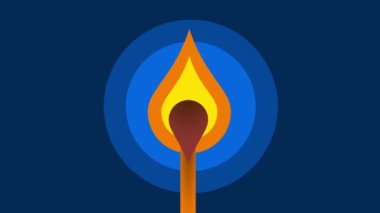 Parlak sarı ve turuncu renklerle vurgulanmış, koyu mavi bir arkaplan üzerine kurulmuş, sıcaklığı sembolize eden, stilize edilmiş alev simgesi.