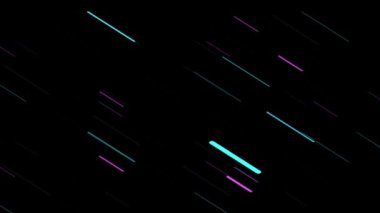 Deniz mavisi ve mordaki çapraz çizgilerin enerjik bileşiminin animasyonu, koyu bir arkaplanda yarışmak, hız ve hareket hissi uyandırmak, hızlı tempolu bir ortamda ışık izlerini anımsatmaktır.