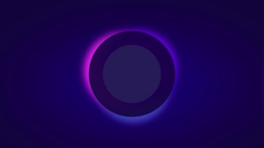 Büyüleyici dairesel tasarımın animasyonu yumuşak bir mavi ve mor renk gradyanı yayarak sakin ve rüya gibi bir atmosfer yaratıyor.