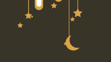 Mistik altın bir ay ve asılı fenerler, İslami geleneği, gece-gündüz maneviyatını ve zarif bir kompozisyonda ilahi güzelliği simgeliyor.