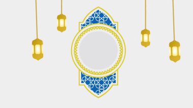 Çok güzel çizilmiş dairesel bir İslami motif. Karmaşık detaylarla çevrili, parlak ve zarif geleneksel bir estetik için fenerlerle çevrili.