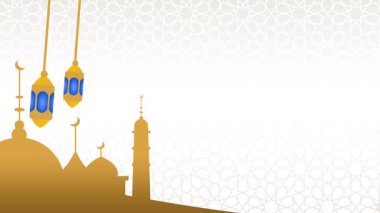 Karmaşık minareler ve kubbeler içeren altın renkli bir İslami temalı tasarım, zarafet, inanç ve mimari güzellik sergiliyor..