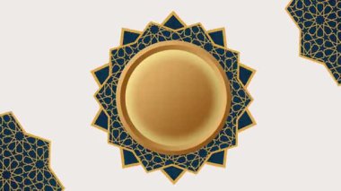 İslam sanatında ruhaniliği, bağlılığı ve kutsal simetrinin güzelliğini sembolize eden karmaşık İslami kalıplara sahip çarpıcı bir altın mandala..